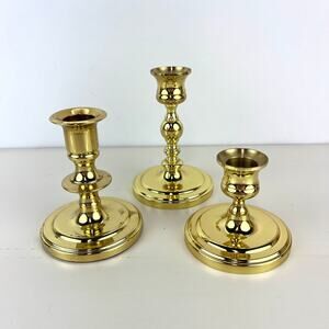 Lot of 3 Baldwin Brass Console Candleholder Set